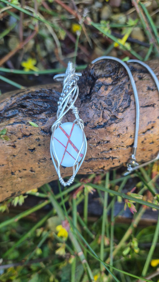 Crossfire Opal Pendant Necklace | Natural Opal Cabochon