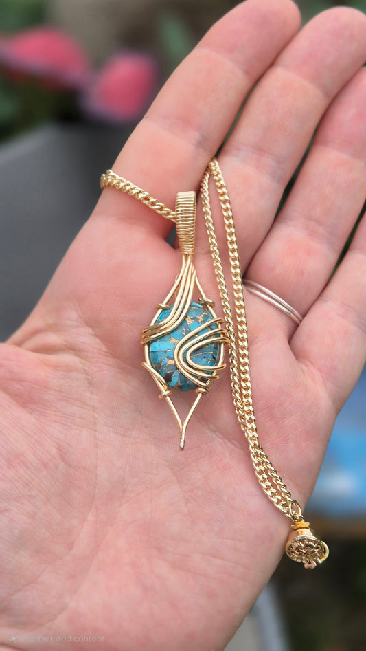 Mohave Turquoise Gold-Filled Talisman Necklace