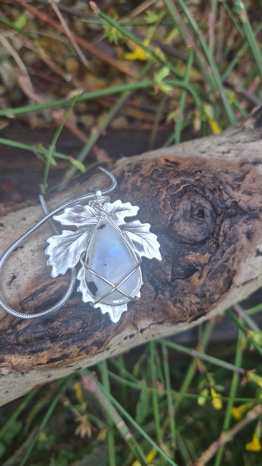Moonstone Leaf Pendant