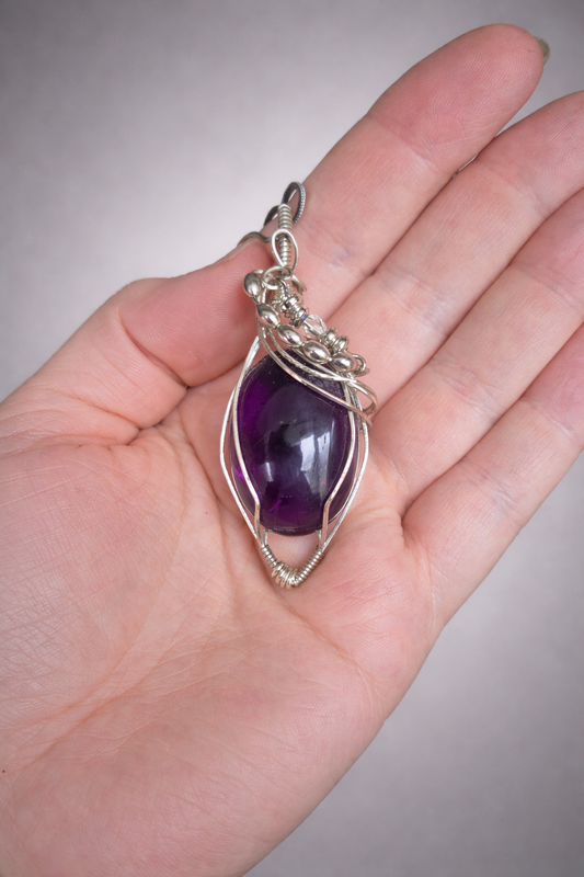 Amethyst Wire Wrapped Pendant  Statement Necklace | Spiritual Jewellery | February Birthstone