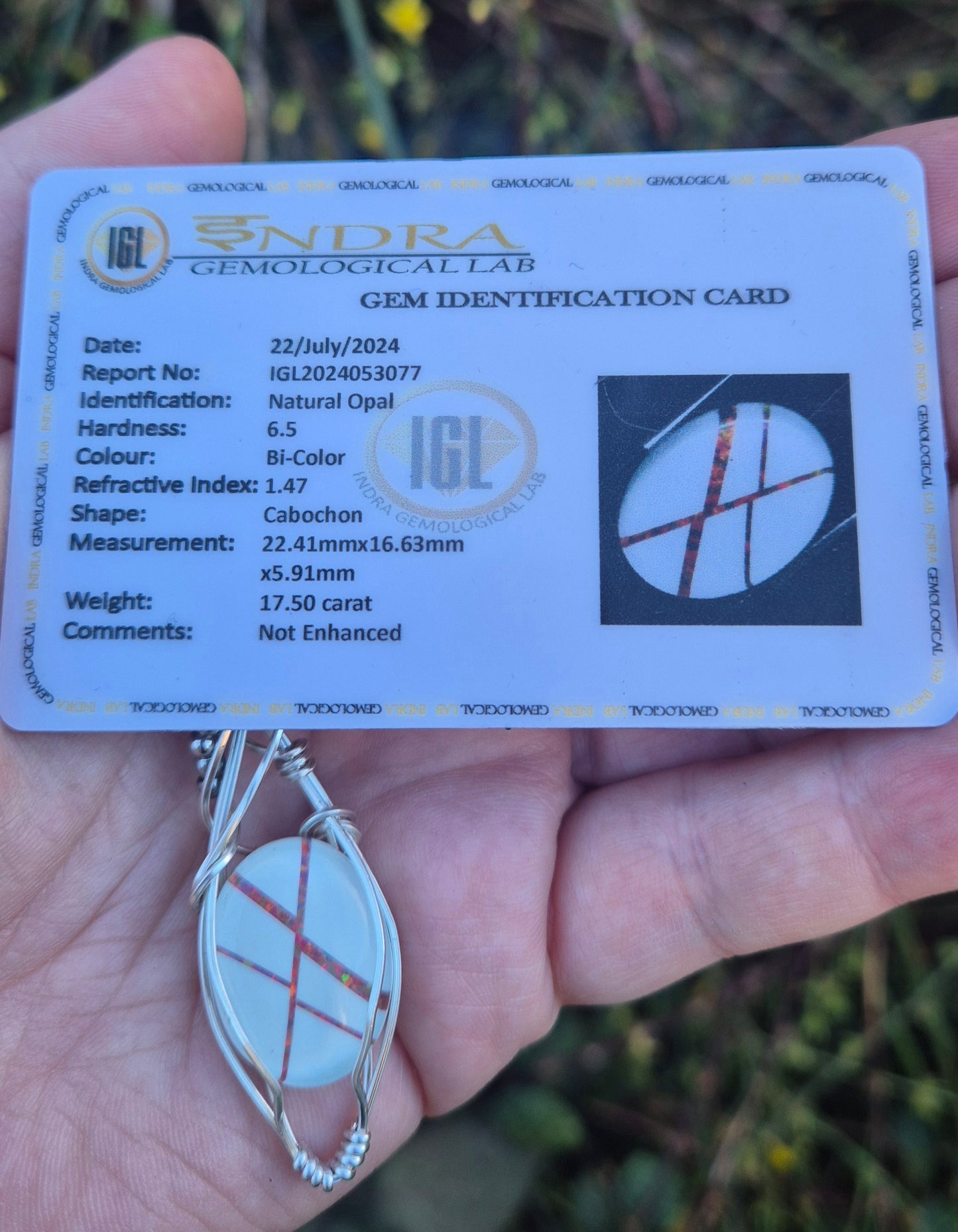 Crossfire Opal Pendant Necklace | Natural Opal Cabochon