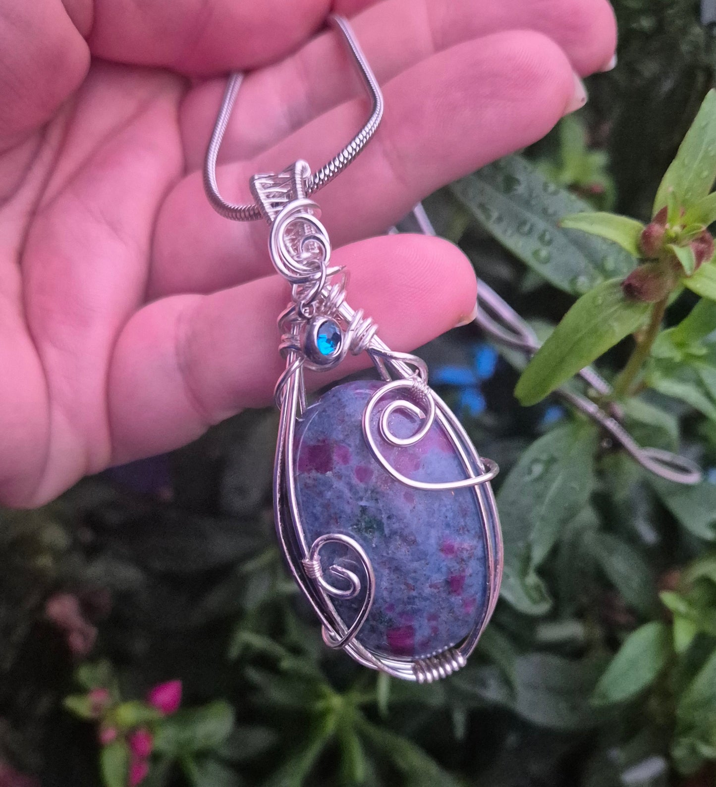 Ruby in Kyanite Wire-Wrapped Pendant Necklace | Daonna Designs