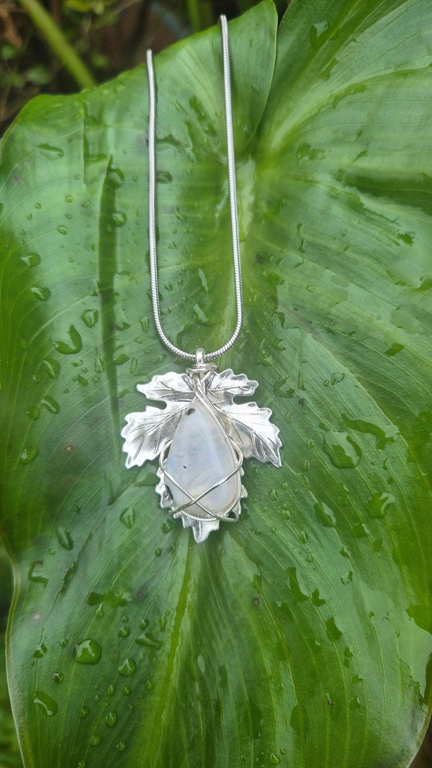 Moonstone Leaf Pendant