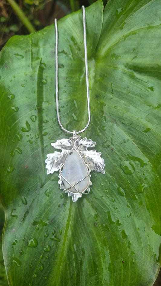 Moonstone Leaf Pendant
