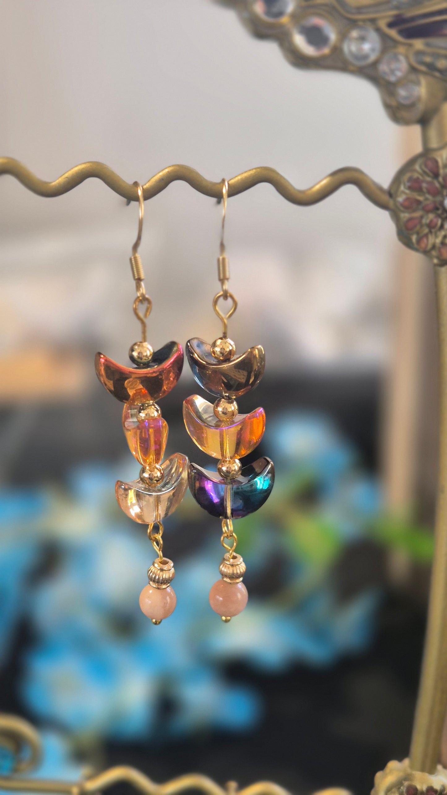 Moon Phase Rainbow Earrings