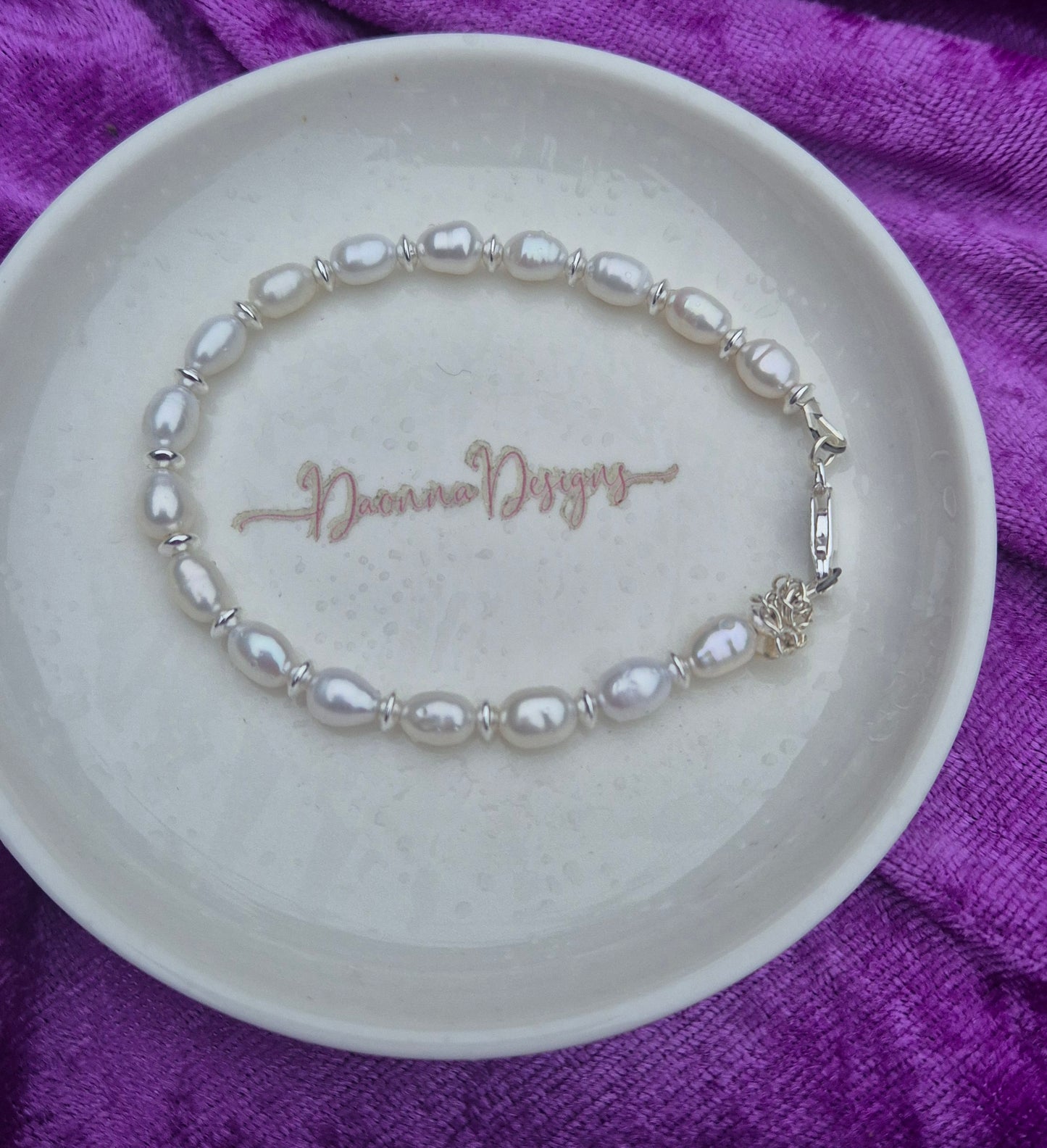 Sterling Silver & Freshwater Pearl Bracelet – Handcrafted Elegance